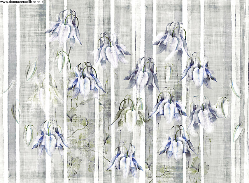 carta da parati fiori lilla e grigio