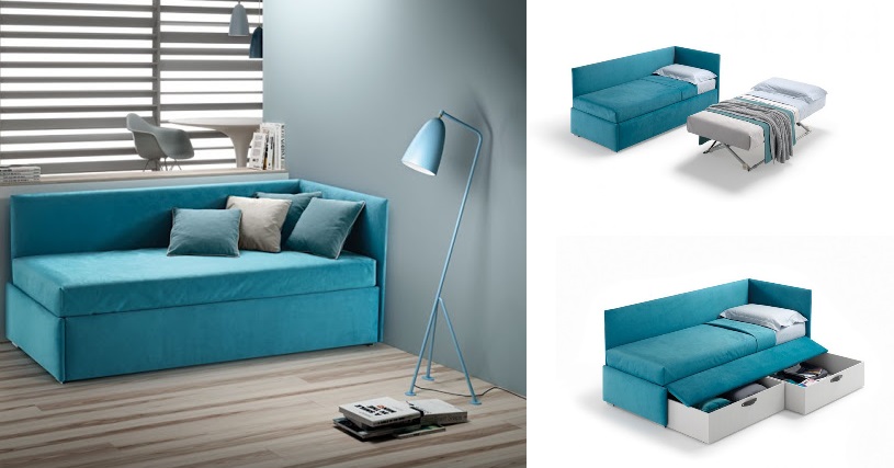DIVANO CON SECONDO LETTO E CASSETTI