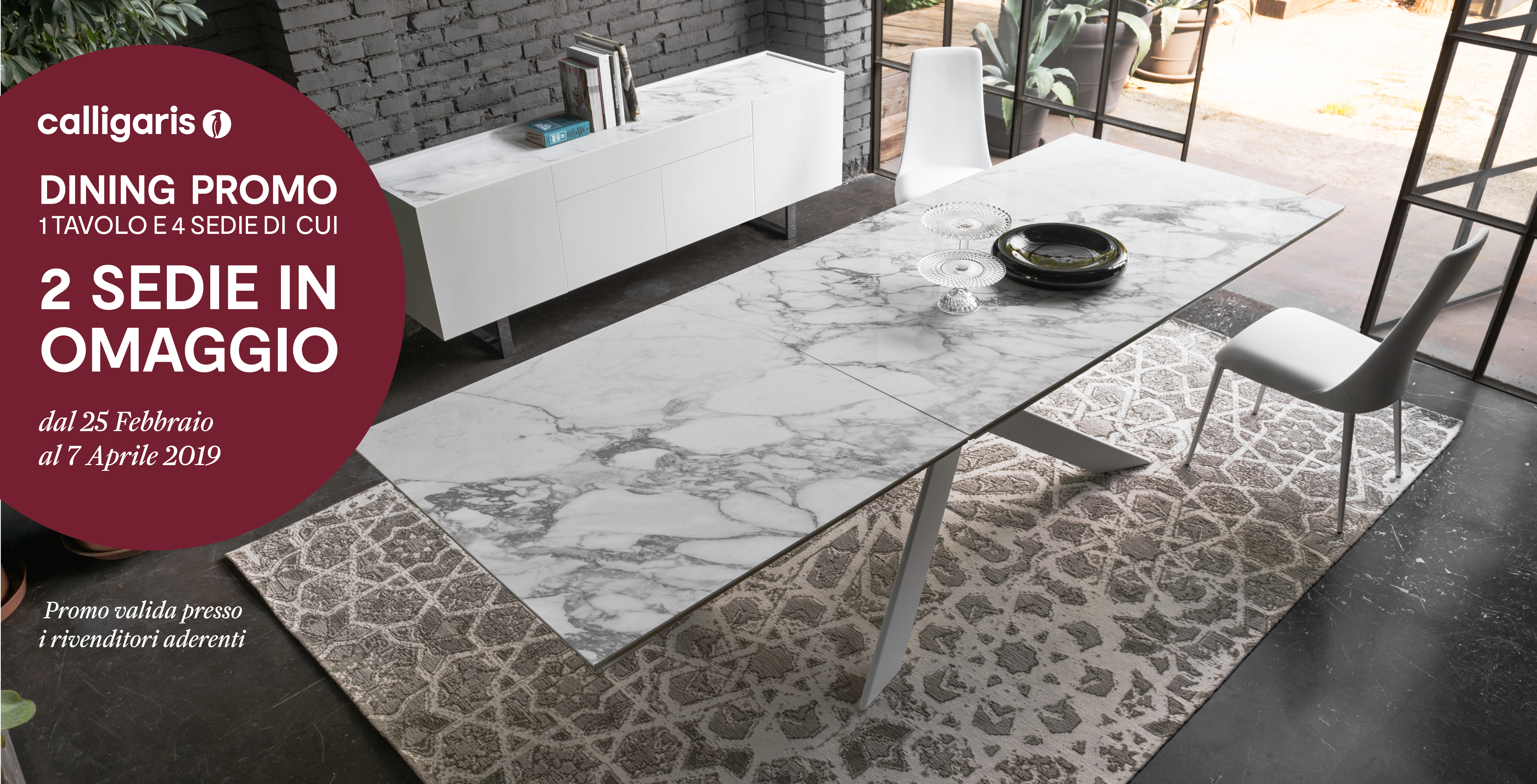 Da Domus Arredi sino al 7 aprile, acquista un tavolo Calligaris con 4 sedie; 2 saranno omaggio 